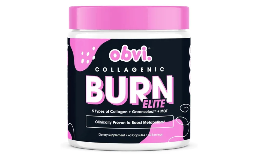 Obvi Burn Elite Capsules | Supports Metabolism Boost, Energy, and Focus | Supplement with Collagen and Green Tea | Supports Healthy Hair, Skin, Nails, and Joints | 60 Capsules, 30 Servings