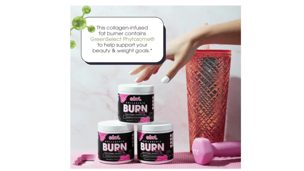 Obvi Burn Elite Capsules | Supports Metabolism Boost, Energy, and Focus | Supplement with Collagen and Green Tea | Supports Healthy Hair, Skin, Nails, and Joints | 60 Capsules, 30 Servings
